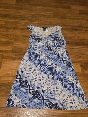 Style & Co. Blue and White Patterned Midi Dress